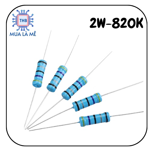 Điện trở vạch 2W 0-820R, 0-820K 1% chân đồng chất lượng tốt (Túi 10 ...