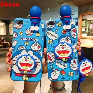 Ốp Điện Thoại Hình Hoạt Hình Doraemon Minnie Có Dây Đeo Xinh Xắn Cho Iphone 8 7 6s 6 Plus