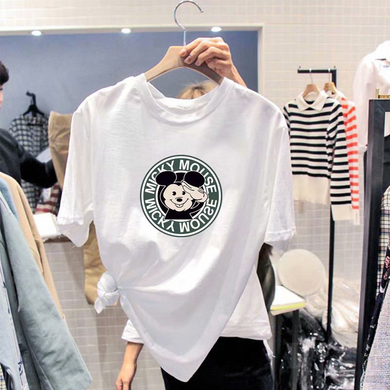 Ảnh Áo Thun Cotton Thời Trang Mùa Hè Phong Cách Hàn Quốc  Áo Thun Ngắn Tay Dáng Ôm In Hoạt Hình Thời Trang Cá Tính 2