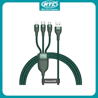 Cáp sạc nhanh 3 đầu Baseus Flash Charging cổng TypeC/ LaiNing / Micro, 5A/66W, dài 1.2M