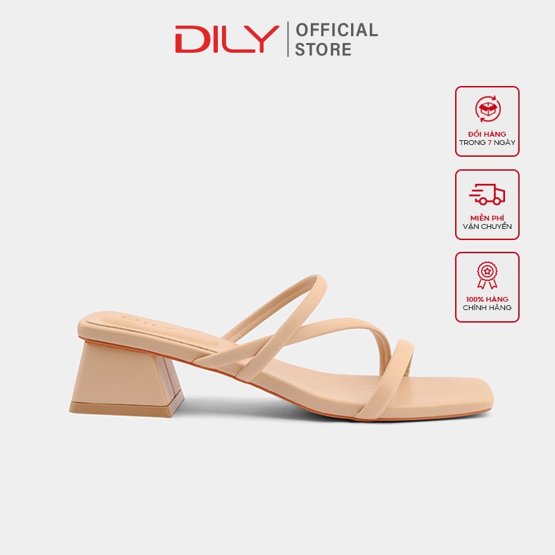 Dép guốc nữ quai mảnh DILY tiện lợi mũi vuông cao 3.5cm_ AA0290