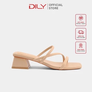 Dép guốc nữ quai mảnh DILY tiện lợi mũi vuông cao 3.5cm_ AA0290