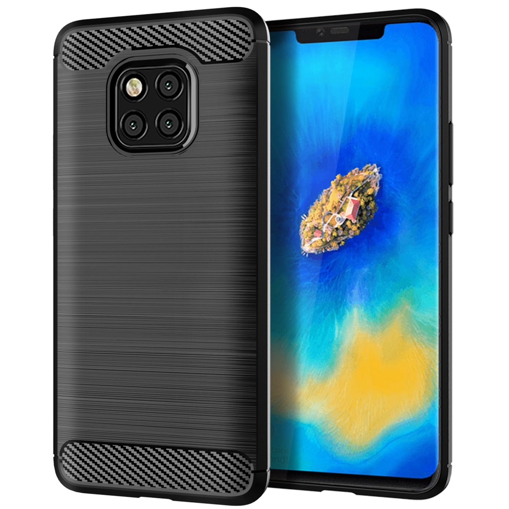 Sọc chải sợi Carbon Huawei Mate 20 lite Pro RS X mate 20X Vỏ điện thoại tpu silicon mềm Vỏ bảo vệ chống sốc