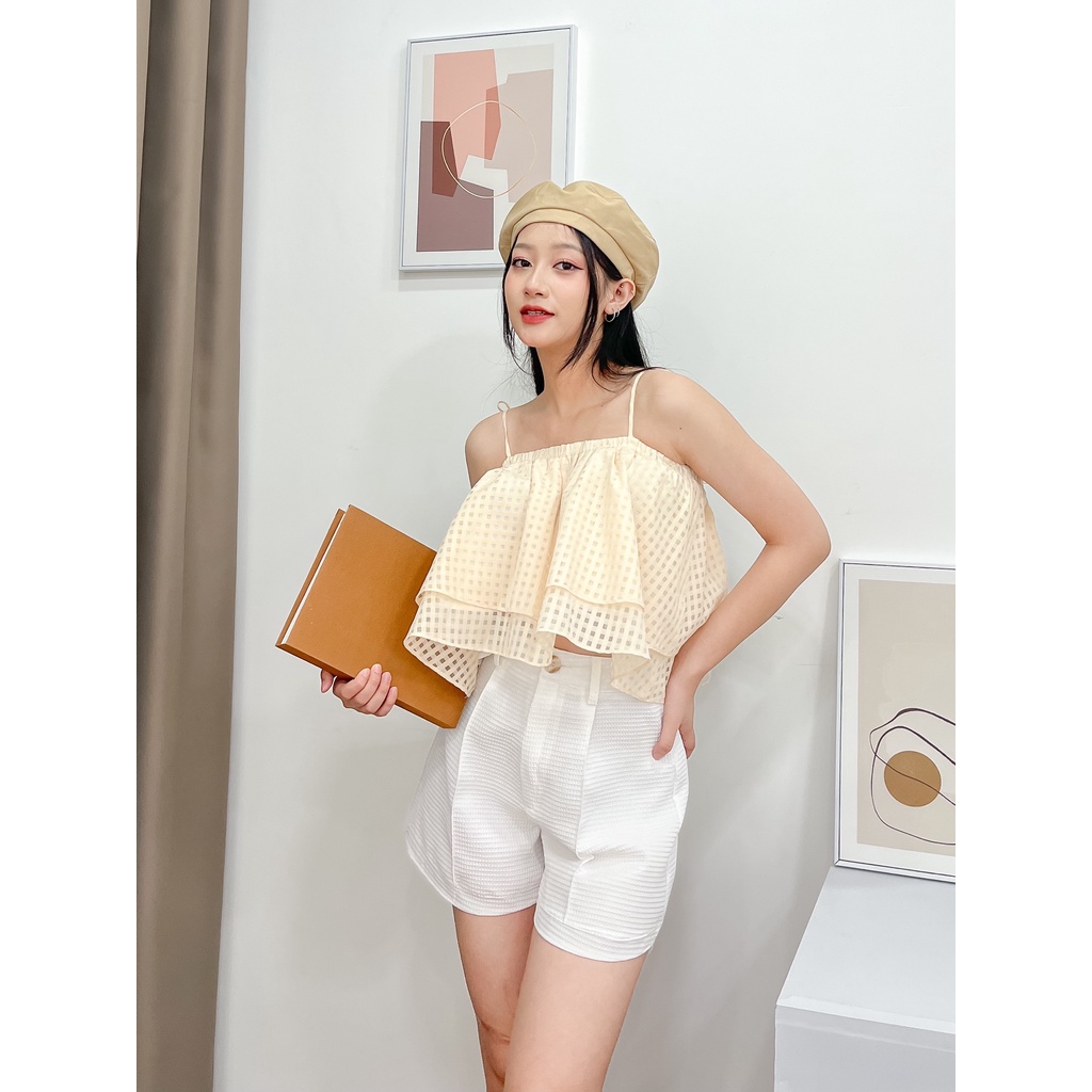 ÁO HAI DÂY CỘT BO CHUN XÒE CHẤT KIẾNG Ô VUÔNG XINH XẮN - ZEN TOP