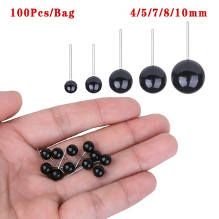 Risedot 100 Cái / túi Kính Đen Mắt Quà Tặng Giáng Sinh Nhựa 4 / 5 / 7 / 8 / 10 Mm Gấu Kim nỉ