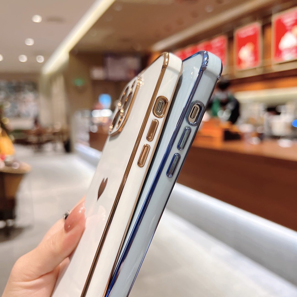 Sang Trọng Ốp Điện Thoại Nhựa Cứng In Hình Trái Tim Mạ Màu Cho iphone 15 14 pro max 15 14 plus