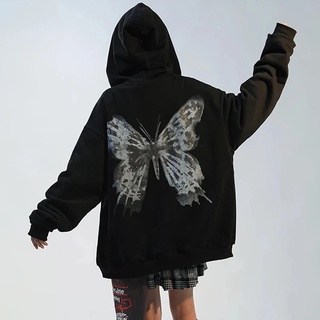 Áo nỉ hoodies zip kéo khóa cánh bướm form rộng unisex