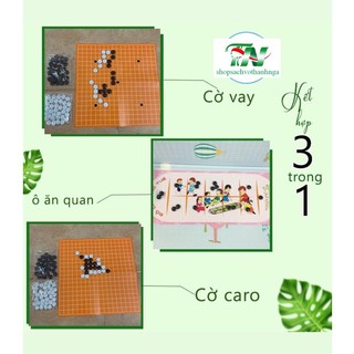 [hàng loại 1] Đồ Chơi Trí Tuệ 3 in 1 - Ô Ăn Quan - Cờ Vây - Cờ Caro - Trò Chơi Dân Gian