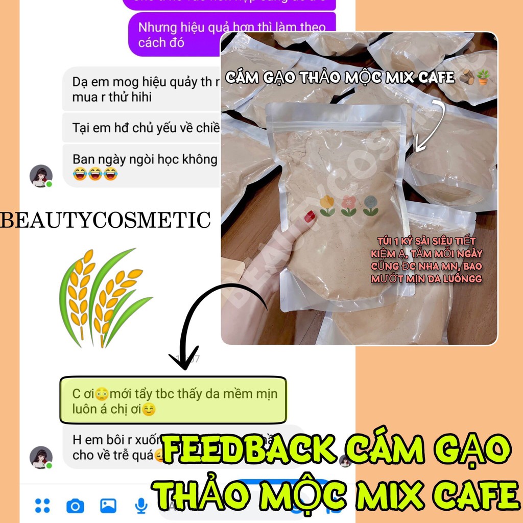 100g Cám gạo sữa thảo mộc mix cafe loại 1 -  Hạt mịn cho mặt và body - Nguyên chất 100%, không chất bảo quản