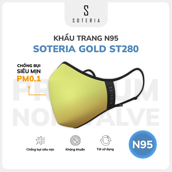 Khẩu trang thời trang Soteria Gold ST280 - N95 lọc 99% bụi mịn 0.1 micro - Size S,M,L