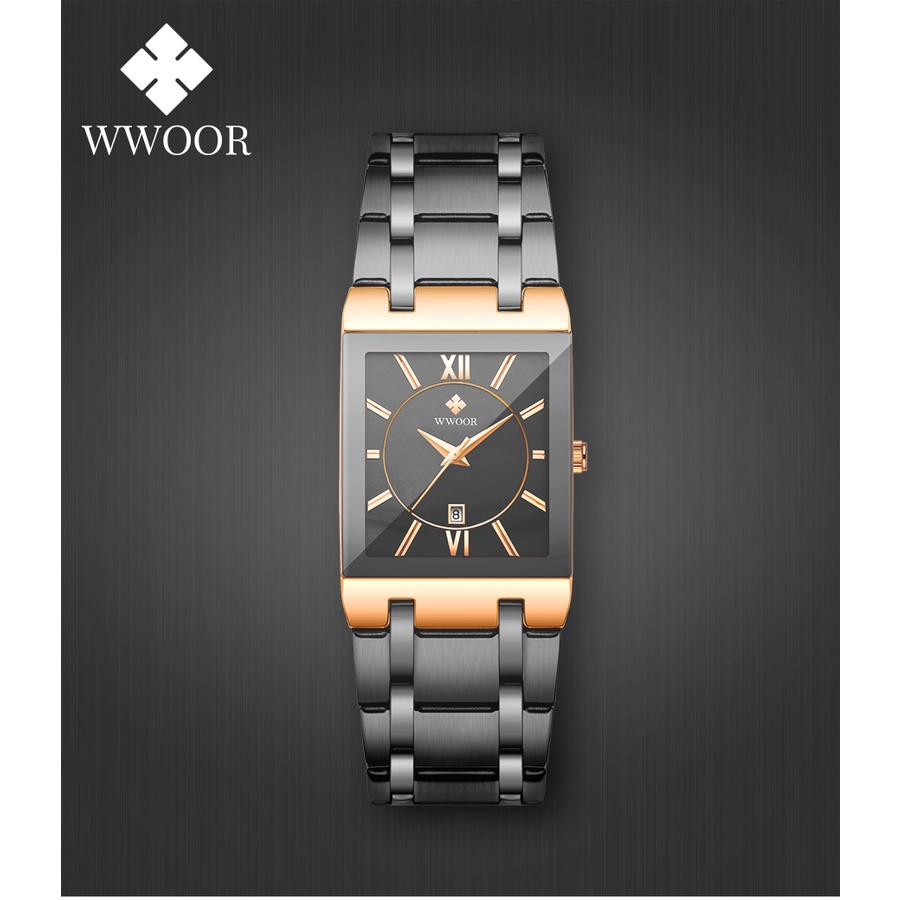 WWOOR Đồng hồ đeo tay   bộ máy thạch anh thép không gỉ mạ chống thấm nước thời trang nhiều màu sắc tùy chọn-8858