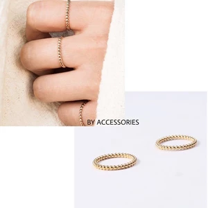 Nhẫn nữ titan vòng bi tròn mạ vàng 18K dáng mảnh không gỉ