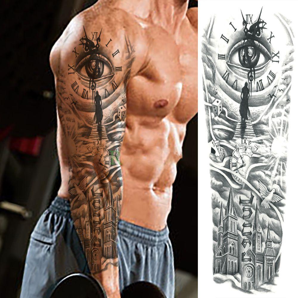 NKSFX 48 * 17CM Hình Xăm Hình Xăm Giả Thời Trang Nóng Chống Thấm Nước Chân Lớn Full Arm