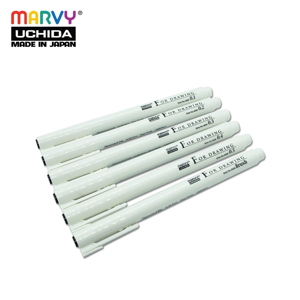 Ảnh Bút Line Đi Nét Chuyên Nghiệp Marvy Uchida 4600 màu đen 3