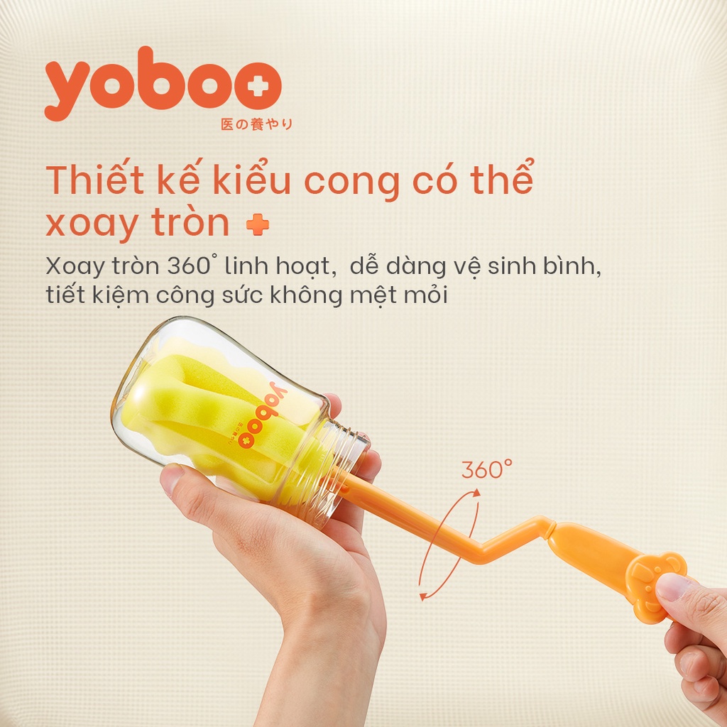 Mô tả Bộ 2 bàn chải làm sạch bình sữa cho bé Yoboo YB-0029 bằng xốp polyurethane mật độ dày, không xơ vữa - Hàng chính hãng - 6