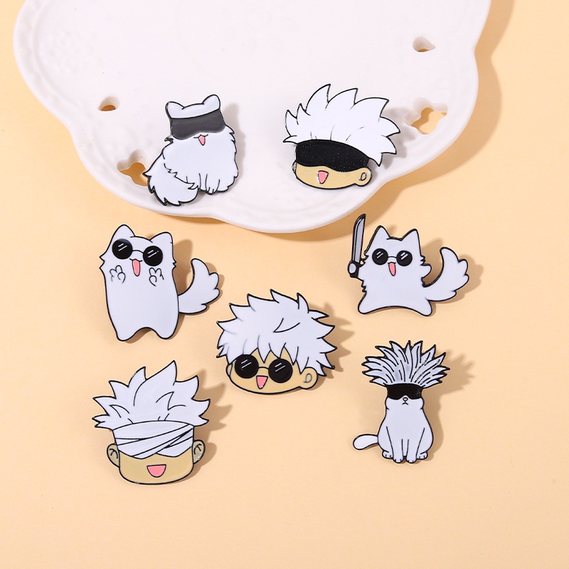 HT3 Jujutsu Kaisen Anime Huy Hiệu Kim Loại Thổ Cẩm Túi Mặt Dây Chuyền Pin Gojo Satoru Phụ Kiện Thời Trang Quà Tặng TH3