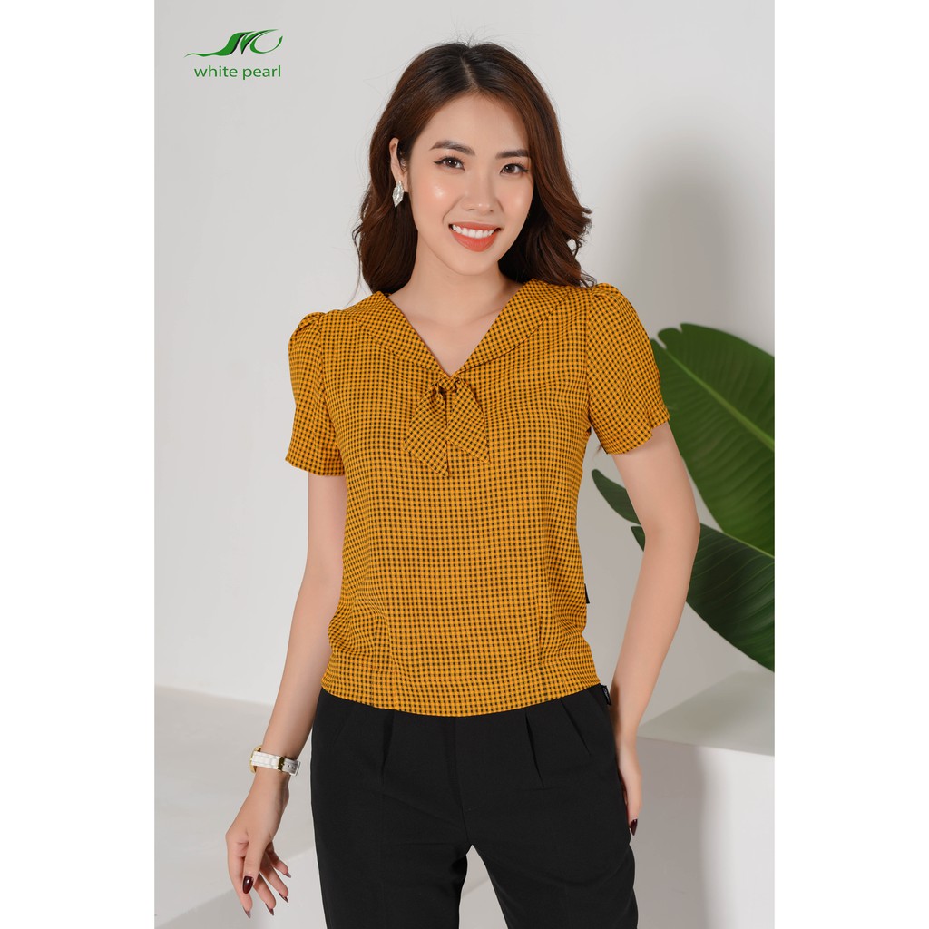 Áo Sơ Mi Bo Gấu Nữ Thời Trang Công Sở Cao Cấp Tay Ngắn Cổ Sam Nơ Chất Vải  Mềm Mịn Đỏ, Trắng, Xanh, Đen Vàng White Pearl | Shopee Việt Nam