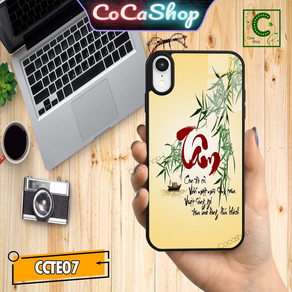 Ốp iphone in hình cực đẹp siêu bền cao cấp chống sốc - Chữ Tâm , chữ Đức