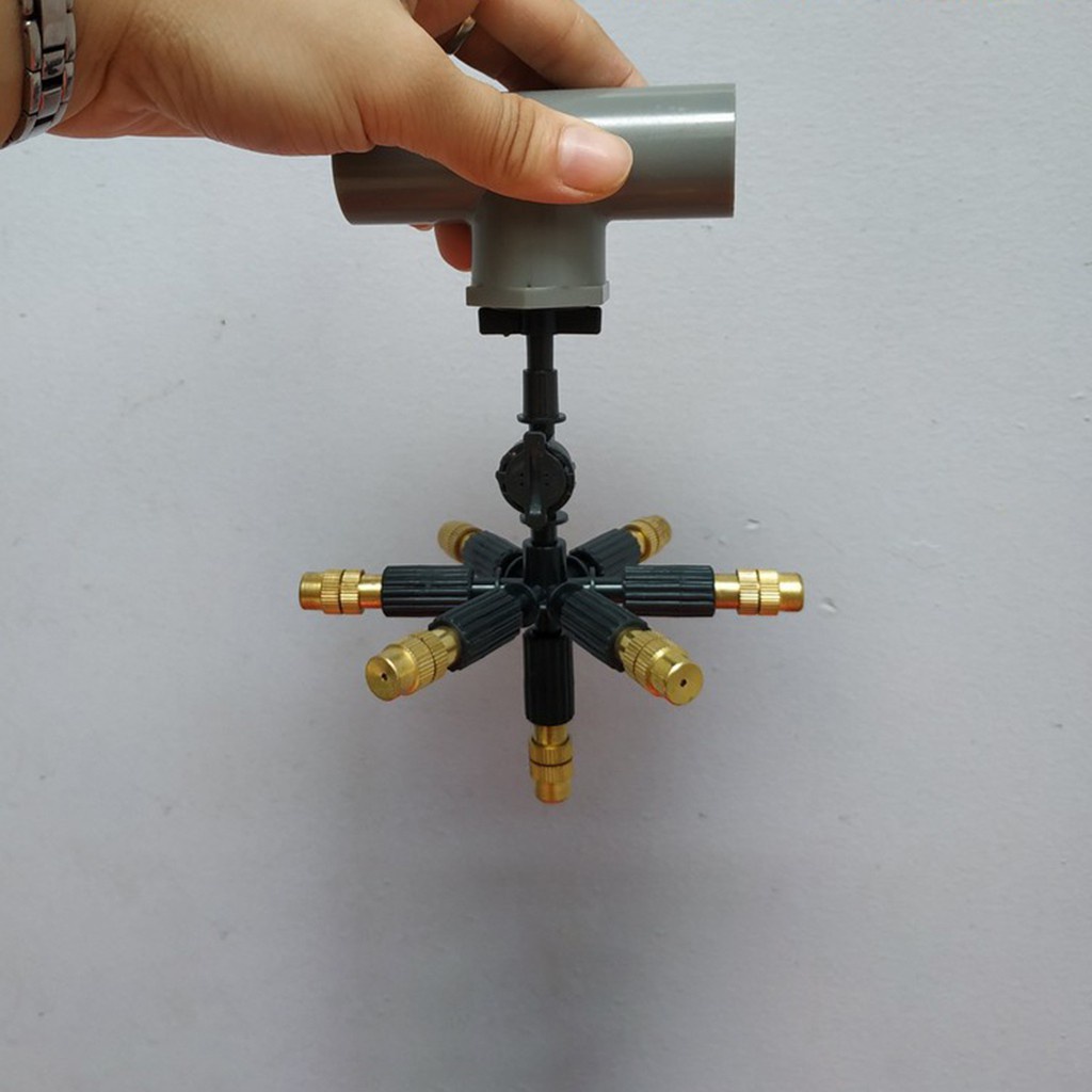 5 Béc Phun Sương 7 Hướng Đầu Đồng - Kèm Ren Nối Ống 21mm kèm Van Chống Rỉ- Béc Tưới Cây, Tưới Nhà Lưới