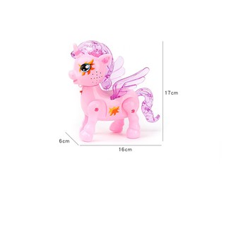 Ngựa Pony biết đi - Heo biết đi có đèn 7 màu nhấp nháy nhạc vui nhộn màu sắc đẹp có dây dắt cho bé chơi