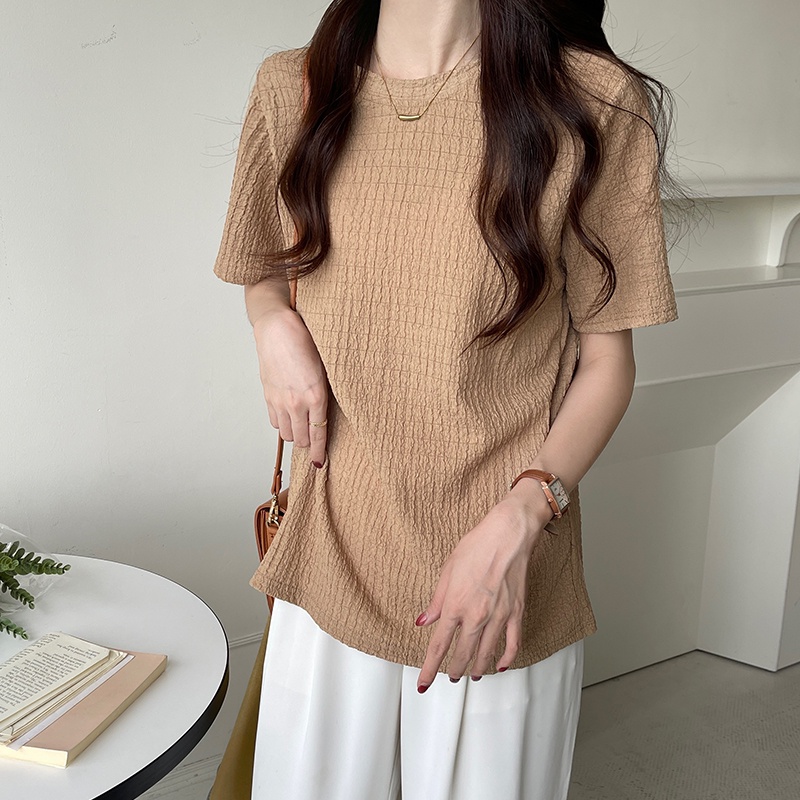 Áo thun SUXI tay ngắn cổ tròn đơn giản phong cách cổ điển thời trang