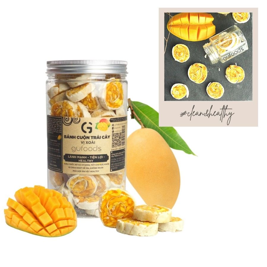 Bánh cuộn trái cây GUfoods - Chua ngọt tự nhiên, Giàu vitamin C, Ăn vặt healthy, Tốt cho sức khoẻ (20g/200g/500g)