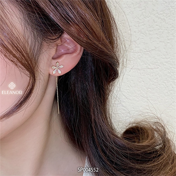 Bông tai nữ đính đá dáng thả Eleanor Accessories khuyên tai hình hoa phụ kiện trang sức 4552
