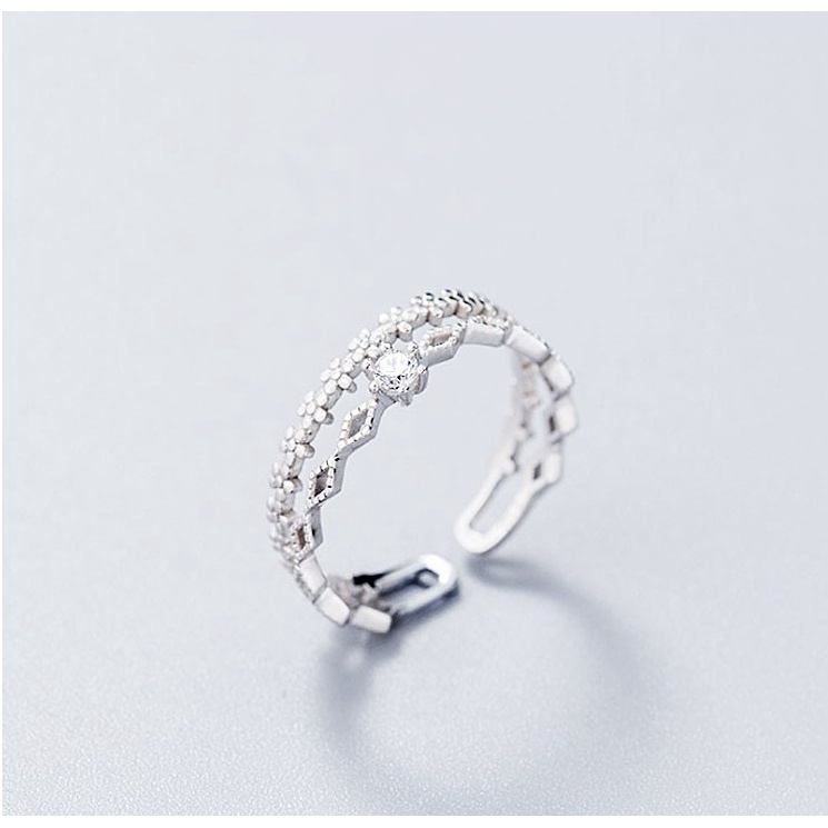 Nhẫn nữ mạ bạc 925 cao cấp chính hãng free size sang trọng trang sức bạc CINLA N007