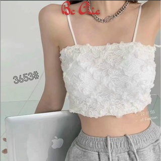 Áo bra ren 2 dây dáng croptop cao cấp,áo ngực kèm mút nâng,áo quây ngực 2 dây ren hoa hồng B586 BC_CHIC LINGERIE