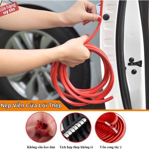 Giăng cao su nẹp viền Cửa chữ U lõi thép, gioăng chống va đập cửa ô tô chữ U dài 5m
