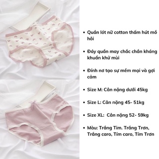 Quần lót nữ cotton kháng khuẩn khử mùi viền ren đính nơ gợi cảm dễ thương King Shop L-110