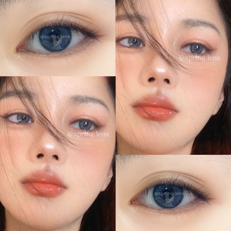 Kính áp tròng OLI BLUE (Olivia) xanh biển viền style Hàn 1 tháng | Spring Lens