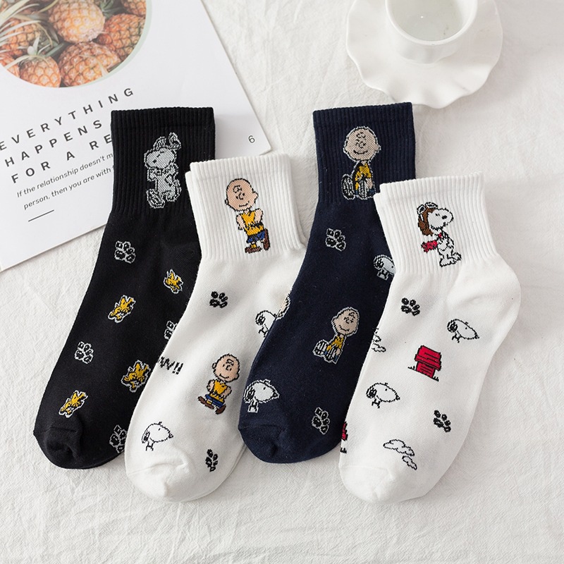 Vớ Cotton Cổ Trung Họa Tiết Hoạt Hình Snoopy Phong Cách Mới Cho Nữ | BigBuy360 - bigbuy360.vn