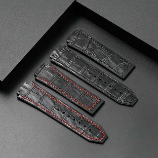 HUBLOT Dây Đeo Bằng Cao Su Da Bò Thật 25 * 19mm Có Khóa Hình Bướm Cho Đồng Hồ