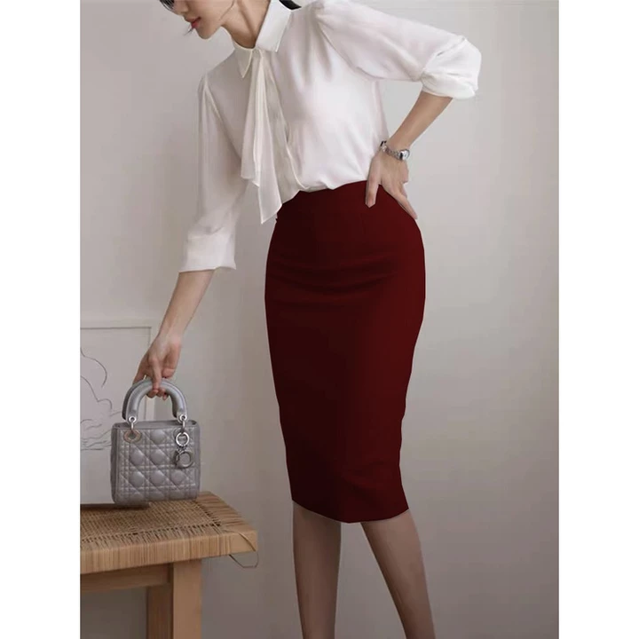 Chân Váy Bút Chì 2 Lớp Dài Qua Gối Có Cạp Chân Váy Công Sở Dáng Dài Có Xẻ Sau Susuclothing BC68