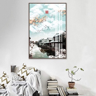 Tranh Treo Tường Trấn Cổ Bình Yên - Tranh Treo Phòng Khách, Phòng Ngủ, Hành Lang Laminate Tráng Gương