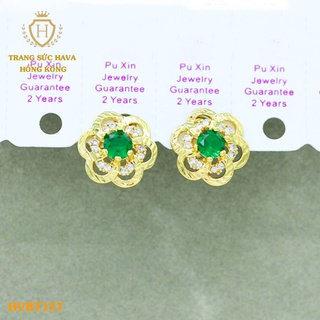 Bông Tai Nữ Titan, Khuyên Tai Đính Đá Xi Mạ Vàng 24k Cao Cấp - Trang Sức Hava Hong Kong - HVBT157
