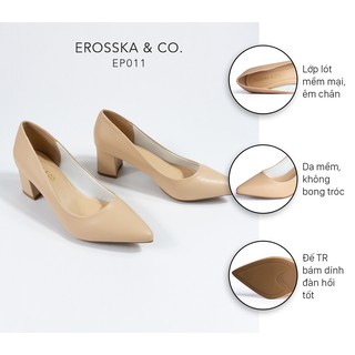 [FORM BÉ TĂNG 1 SIZE] - Giày cao gót Erosska mũi nhọn kiểu dáng cơ bản cao 5cm màu kem _ EP011