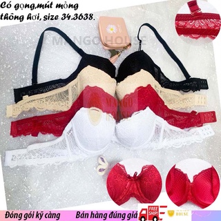 Áo lót ren có gọng mút mỏng thông hơi nâng đẩy ngực quyến rũ có size 32- Đẩy ngực cao, Tròn căng, mút đệm thoáng khí
