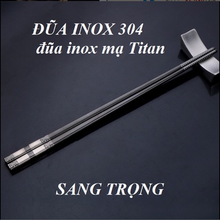 Combo 5 Đôi Đũa ĐEN PHÚC LÀNH Inox 304 Mạ Titanium - Hoa Văn Sang Trọng, Chống Trượt