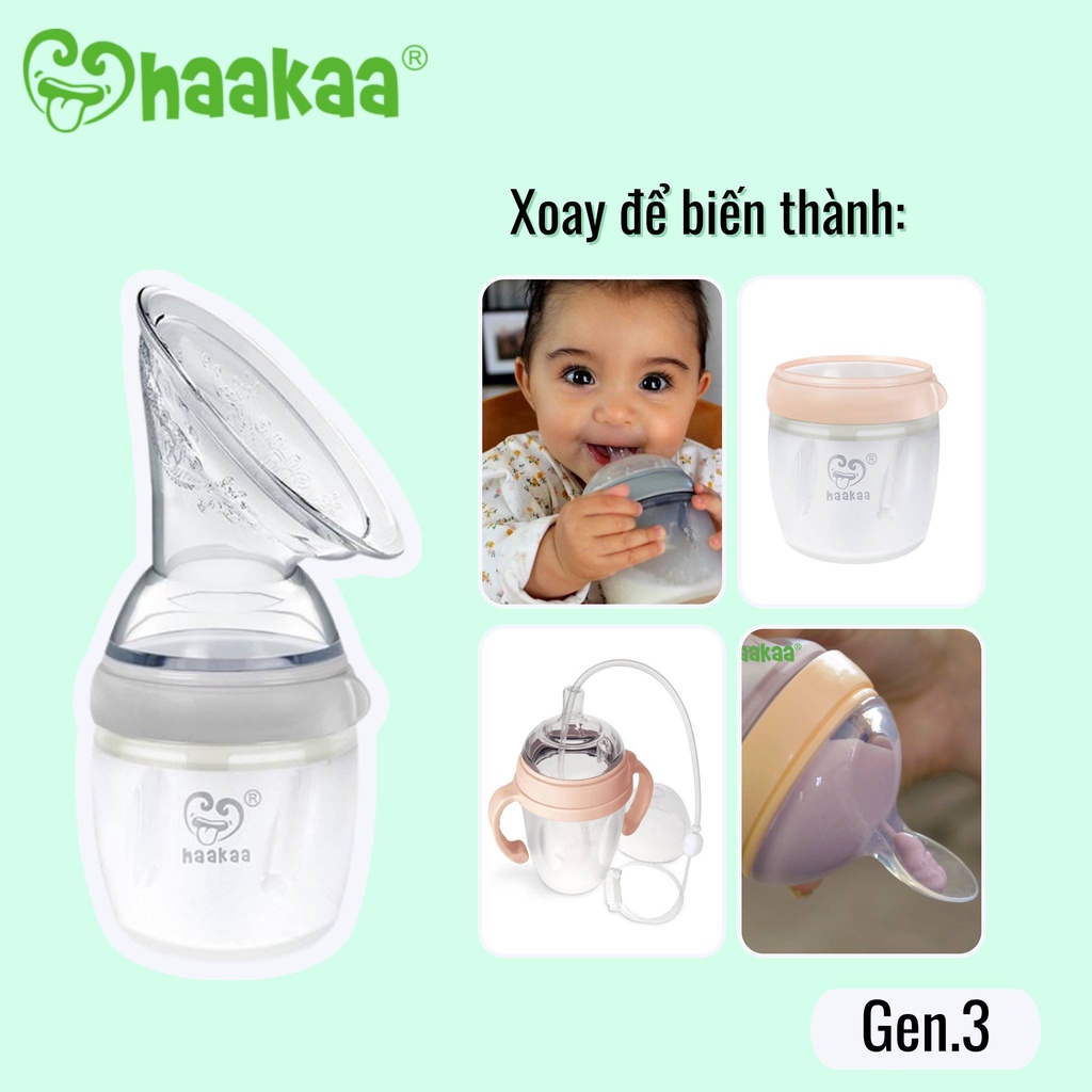 Mô tả Cốc hứng sữa Gen.3 Haakaa, New Zealand. Dễ dàng chuyển đổi bình sữa, bình uống nước. Chất liệu silicone cao cấp, an toàn - 2