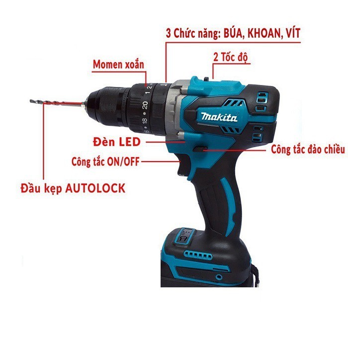 [HOT] Thân máy khoan pin ma.ki.ta đầu 13 động cơ dây đồng 100%