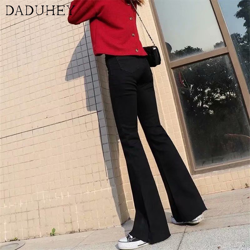 Ảnh Quần jeans lưng cao ống loe thời trang phong cách Hong Kong 2021 dành cho nữ 4