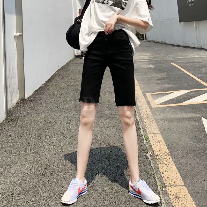 Ảnh Quần Short Denim Lưng Cao Dáng Ôm Mỏng Thời Trang Hàn Quốc Cá Tính Cho Nữ 2