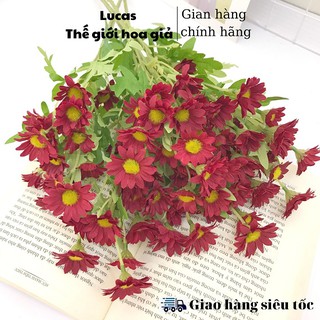 Combo 10 cành hoa giả - Hoa cúc họa mi Lucas 60cm trang trí bền, đẹp, thanh lịch, sang trọng, phụ kiện decor