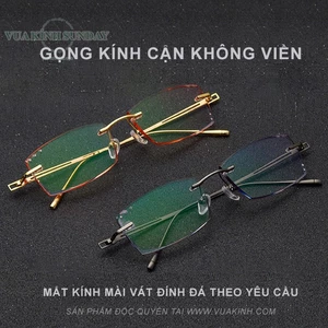 Kính cận khoan không viền titanium đính đá piterson TTD04