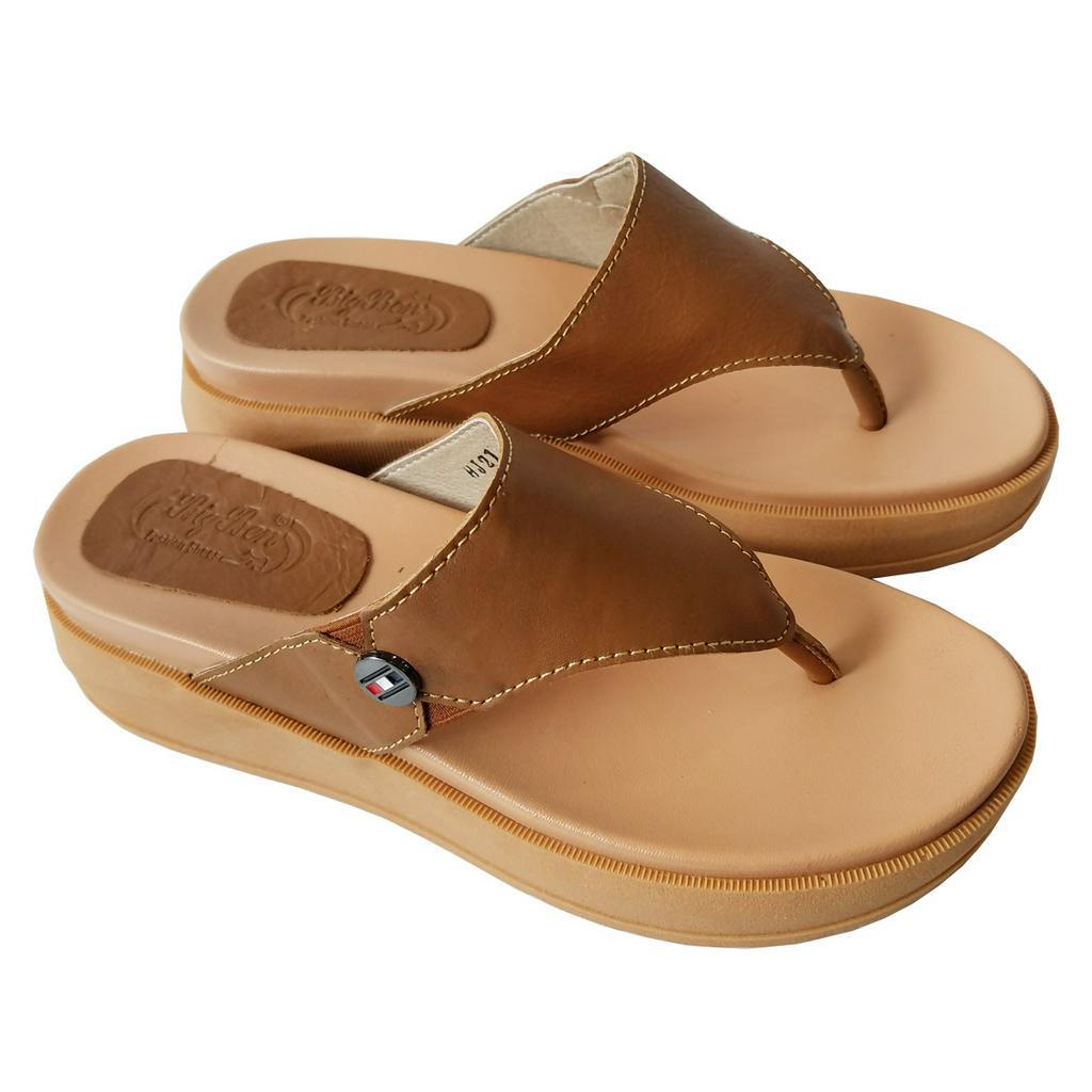 Dép Xỏ Ngón Nữ Da Bò Thật BIGGBEN Cao 5 Phân HKDKN2