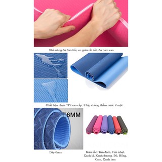 Thảm Tập Yoga,Tập Tập Gym Chất Liệu TPE 6mm 2 Lớp Đại Nam Sport + Tặng Kèm Túi Và Dây Buộc