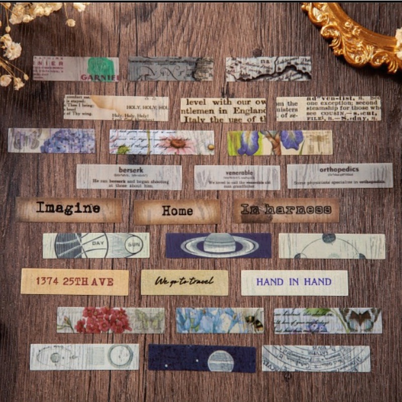 Sticker vintage dán sổ dán mũ bảo hiểm trang trí cá nhân 2 tấm retro HD67-K56