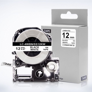 [6 / 9 / 12 / 18 / 24mm] Băng keo dán nhãn LC-4WBN9 SS12KW tương thích 12mm, dành cho EPSON LabelWorks LW-300 LW-400 LW-600P LW-700 LW-900P LW-1000P cho máy tạo nhãn KingJim TepraPro SR330V 8m